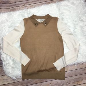 Loft rhinestone collar sweater